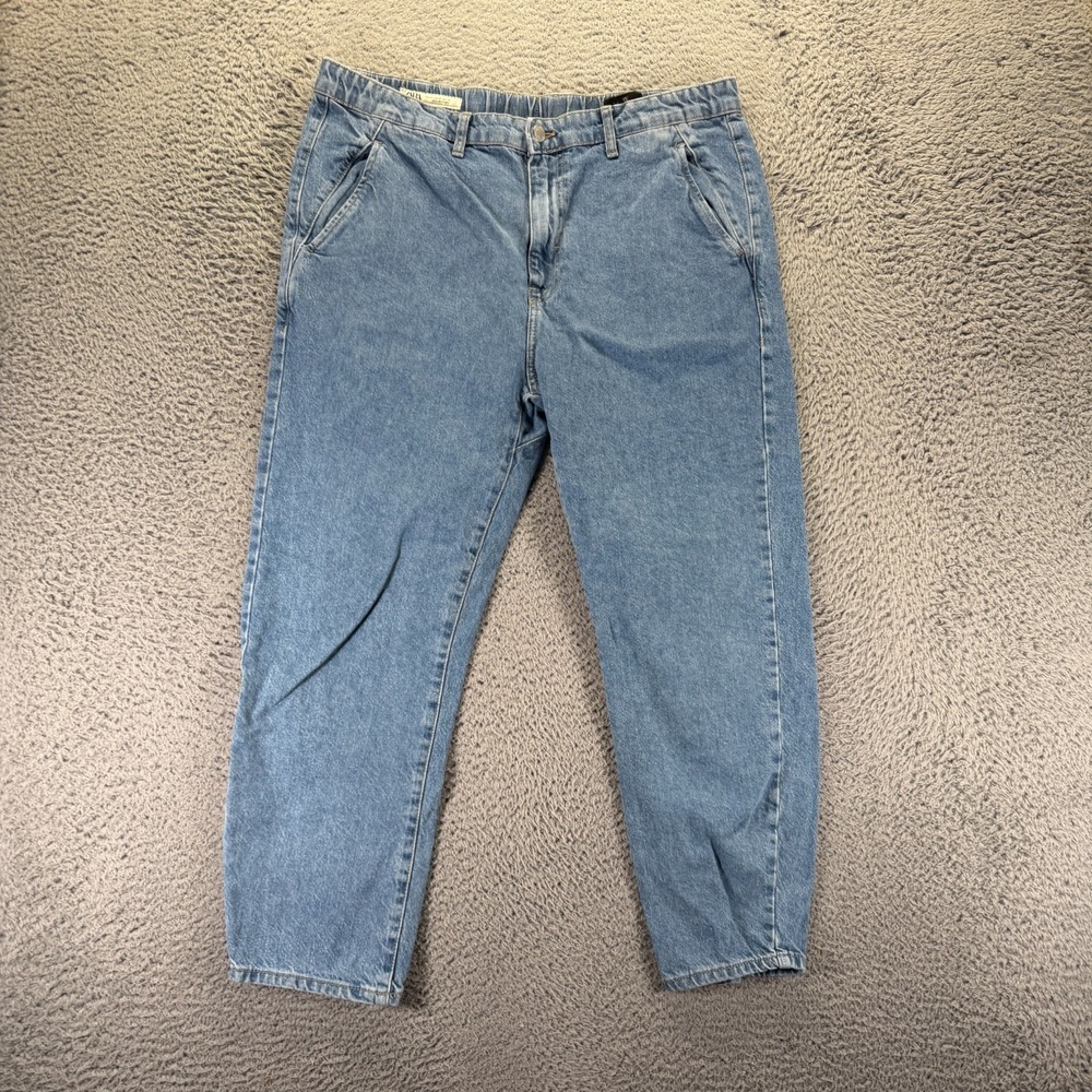 Zara Jeans Men's 36x26 Blue Cotton Denim Tapered Leg Travel Workwear Utility